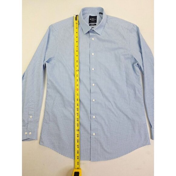 Ben Sherman Tailored Slim Fit Stretch Medium 5-15.5 32/33 Blue X Pattern Shirt - Picture 9 of 9